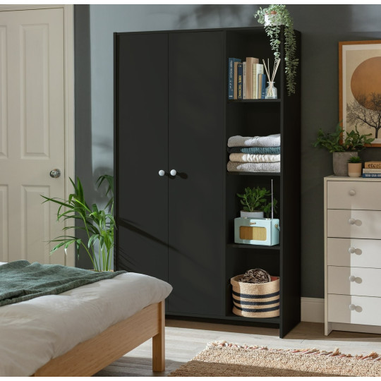 Home Seville 2 Door Open Shelf Wardrobe - Anthracite (B Grade)