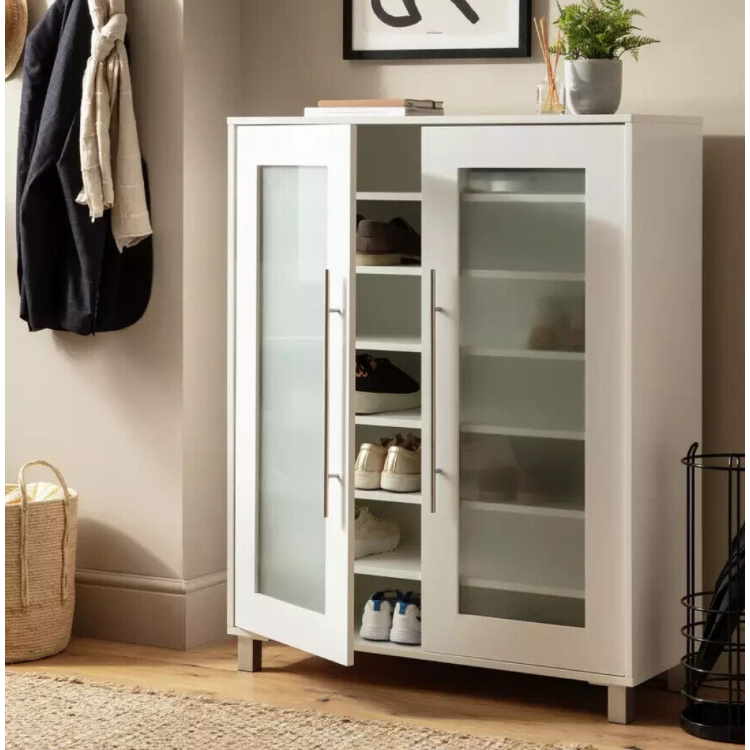 2 Door Lydiard Storage Shoe Cabinet - White 2 Door Lydiard Storage Shoe Cabinet - White