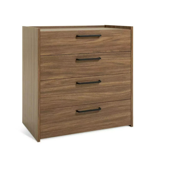 Oldham Wide 4 Drawer Chest - Walnut | Space-saving Bedroom Storage