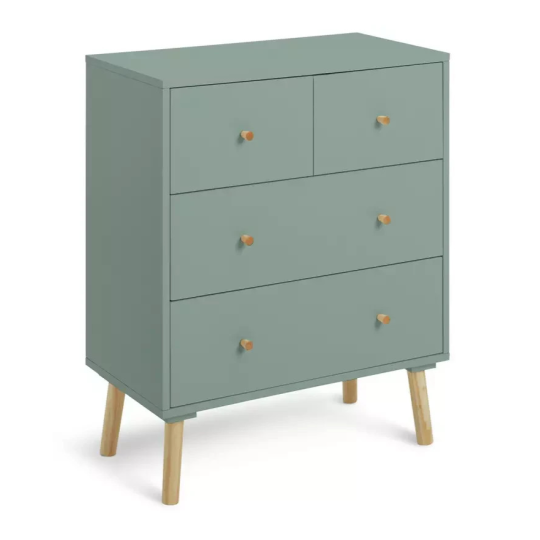 Otto 4 Drawer Chest Sage Green Storage Organiser Bedroom Furniture