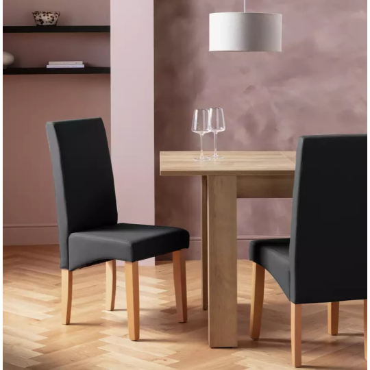 Home Pair of Skirted Dining Chairs Black | Upholstered Dining Room Chairs
