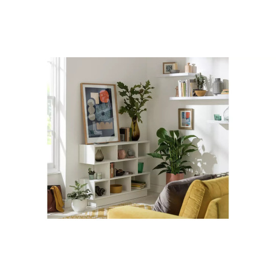 Cubes Short Wide Bookcase - White | Modern Storage Shelving Unit Cabinet