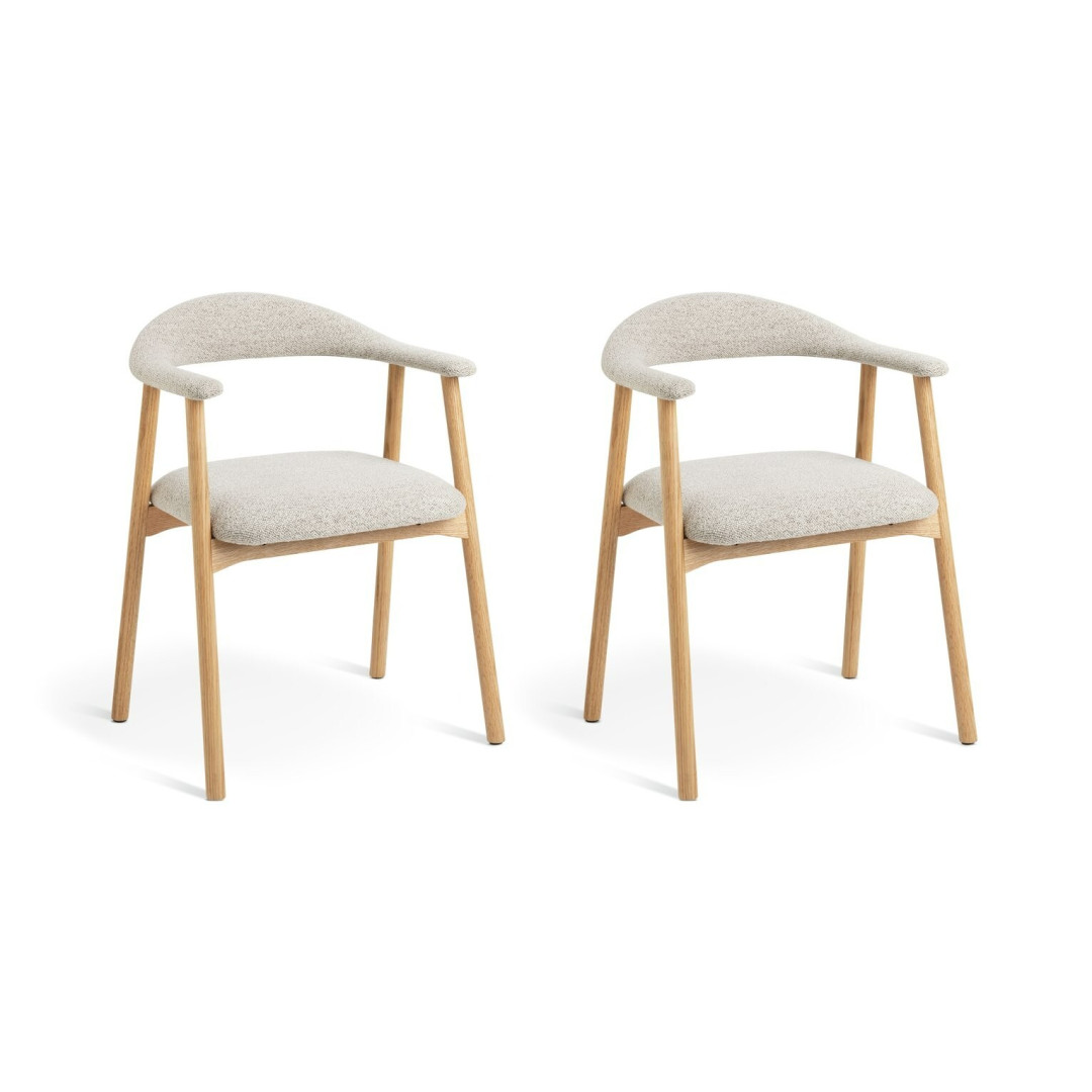 Lex Pair of Fabric Dining Chairs - Natural | Upholstered Kitchen Furniture Lex Pair of Fabric Dining Chairs - Natural | Upholstered Kitchen Furniture