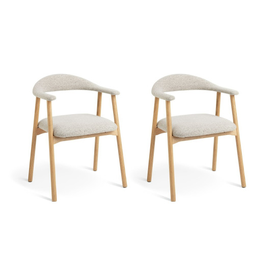 Lex Pair of Fabric Dining Chairs - Natural | Upholstered Kitchen Furniture