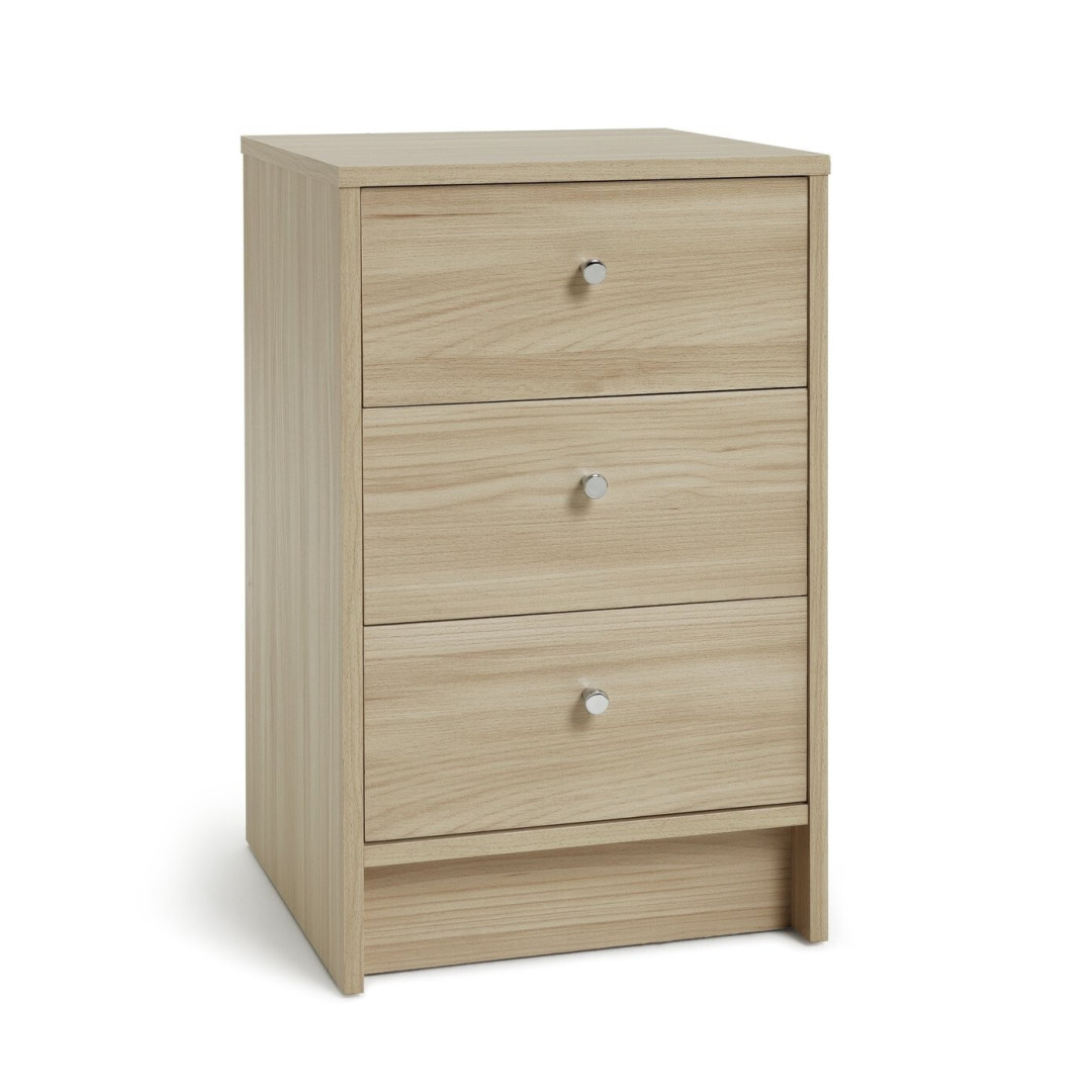 Malibu 3 Drawer Bedside Cabinet - Beech Effect Malibu 3 Drawer Bedside Cabinet - Beech Effect