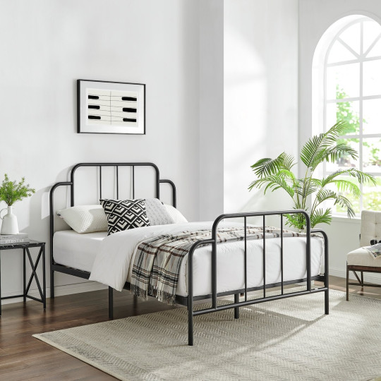 Jacques Kingsize Metal Bed Frame - Black | Strong Durable Frame Bedroom