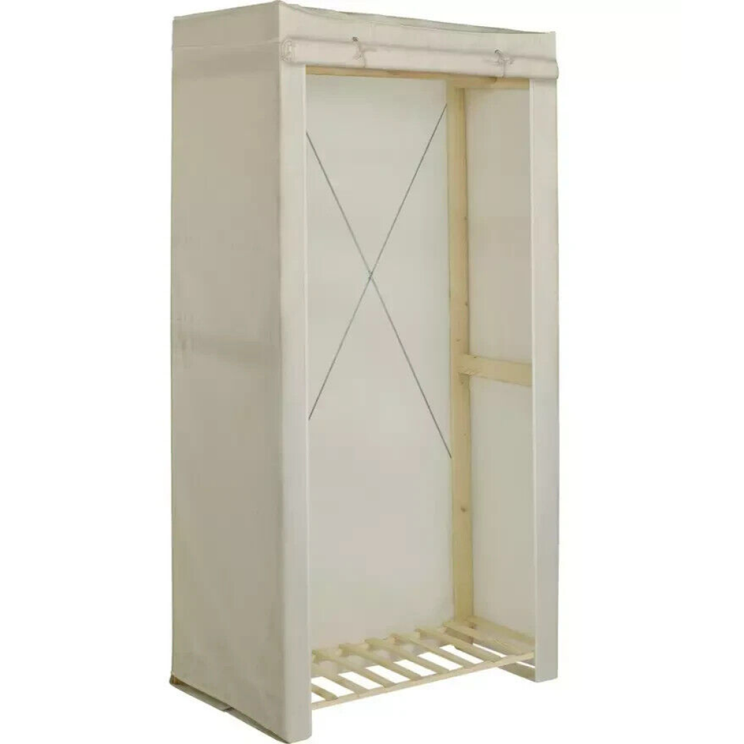 Covered Single Wardrobe - Cream Covered Single Wardrobe - Cream