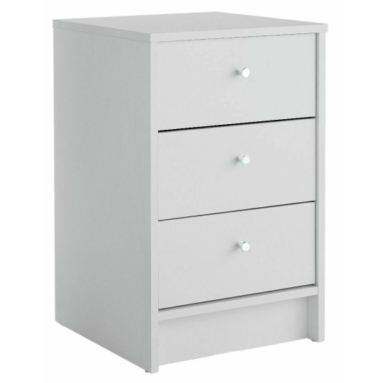 Malibu 3 Drawer Bedside Table - White | Nightstand Storage for Bedroom