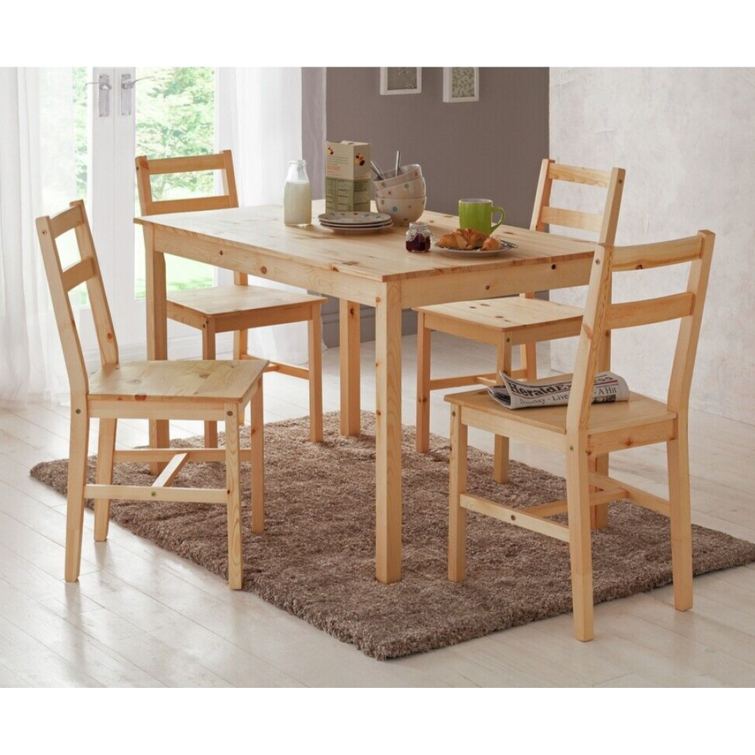 Home Raye Light Wood Dining Table & 4 Light Wood Chairs | Modern Dining Set Home Raye Light Wood Dining Table & 4 Light Wood Chairs | Modern Dining Set