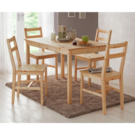 Home Raye Light Wood Dining Table & 4 Light Wood Chairs | Modern Dining Set