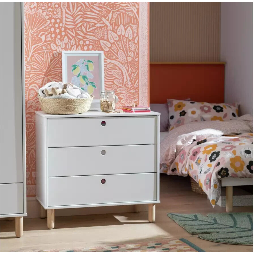 Kids Eden 3 Chest of Drawers - White Kids Eden 3 Chest of Drawers - White