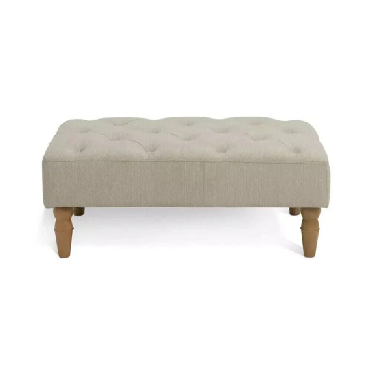 Barnwell Footstool Natural | Modern Fabric Ottoman Living Room Seat