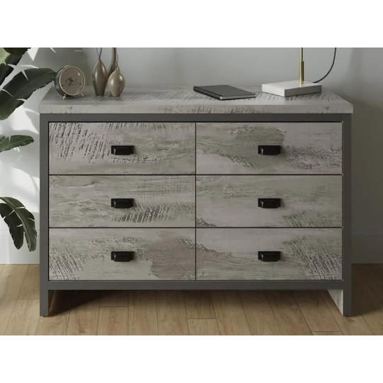 Boston Grey Wood Effect 3+3 Drawer Chest of Drawers | Bedroom Storage Furniture