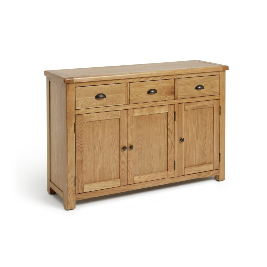 Home Kent 3 Door 3 Drawer Oak Sideboard - Natural | Elegant Living Storage