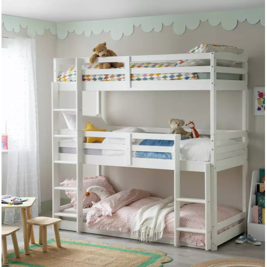 Home Josie Triple Single Bunk Bed - White | Multi Level Sleeping Setup
