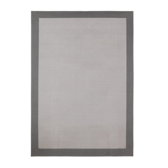 Home Plain Border Grey Cut Pile Rug - 230x160cm
