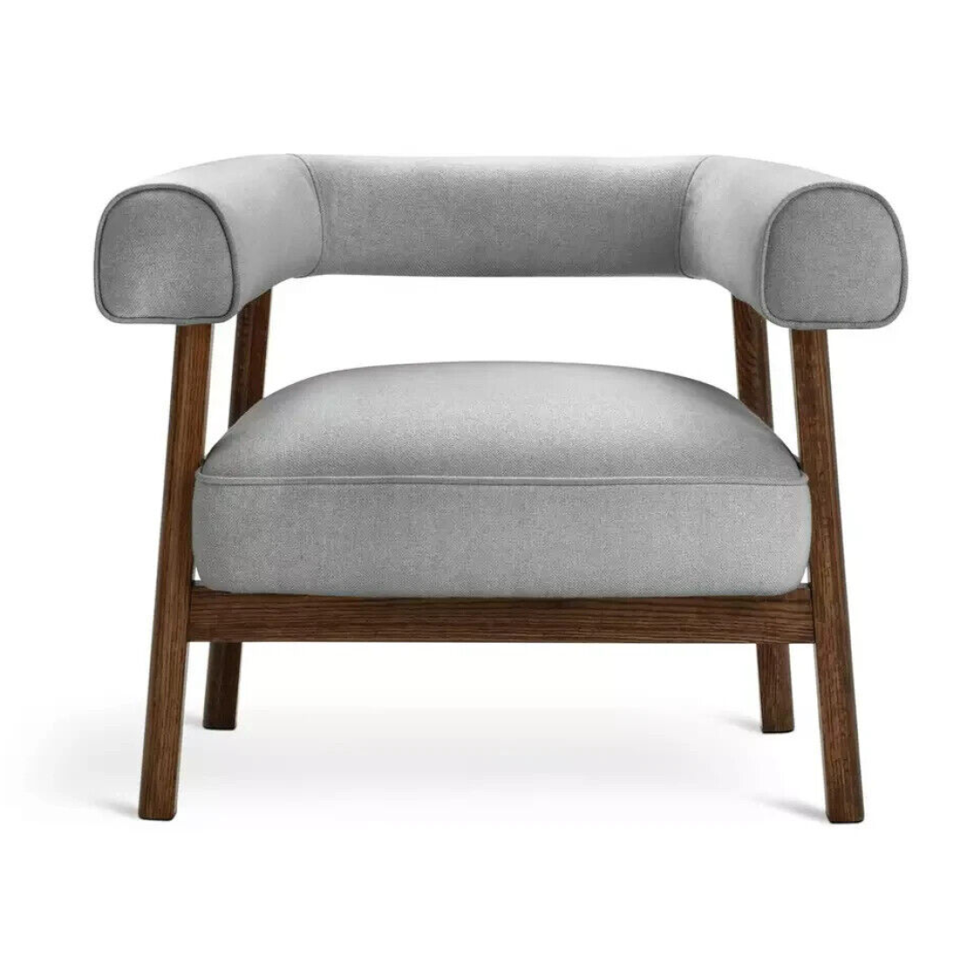 Elio Fabric Curved Armchair - Grey Elio Fabric Curved Armchair - Grey