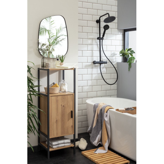 Loft Living 1 Door Cabinet - Oak | Stylish Storage for Bathroom Hallway
