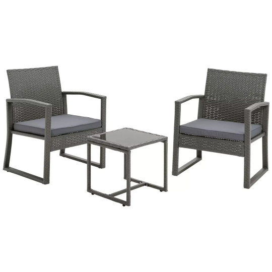 Cento 2 Seater Rattan Effect Garden Bistro Set | Outdoor Patio Table and Chairs