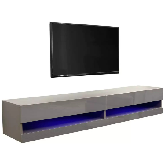GFW Galicia 180cm LED Wall TV Unit - Grey | Floating Cabinet Media Console