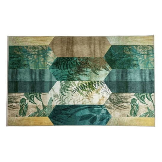 Eden Leaf Tile Green Flatweave Rug 170x120cm | Modern Living Room Floor Rug Carp