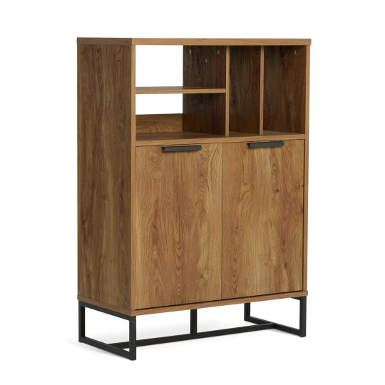 Nomad 2 Door Vinyl Cabinet - Oak | Record Collection Organizer