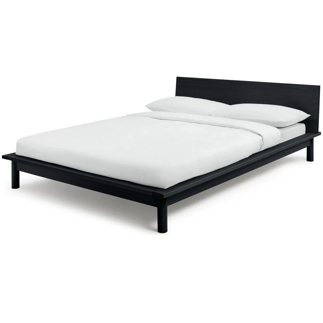 Akio Small Double Wooden Platform Bed Frame- Black | Japanese style bed frame Akio Small Double Wooden Platform Bed Frame- Black | Japanese style bed frame
