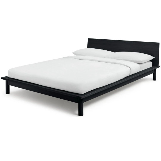 Akio Small Double Wooden Platform Bed Frame- Black | Japanese style bed frame