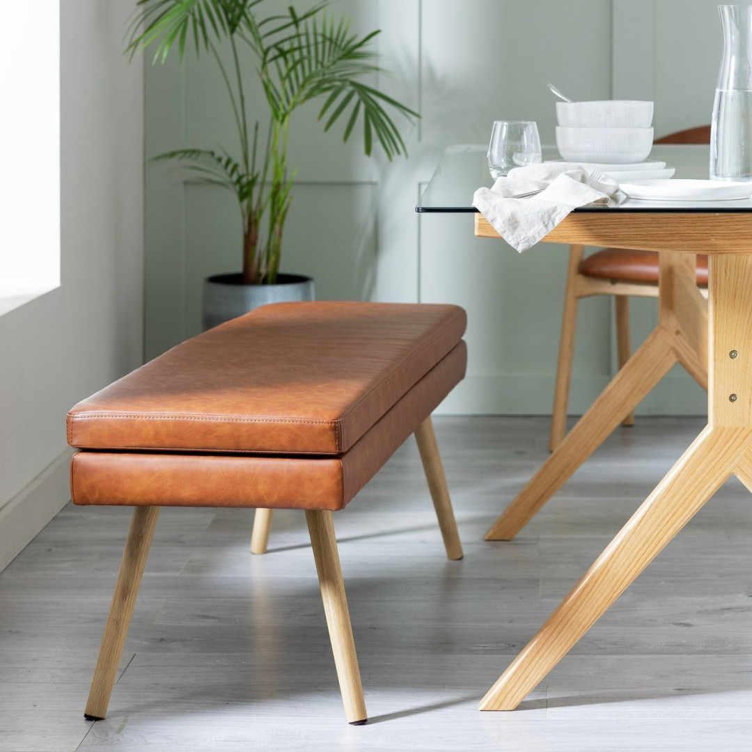 Lex Faux Leather Dining Bench - Tan ( B Grade ) Lex Faux Leather Dining Bench - Tan ( B Grade )