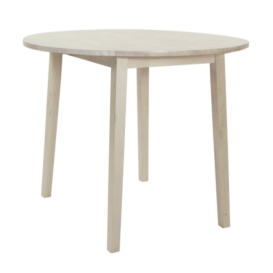 Kendal Round Solid Wood Drop Leaf Table - White Ash