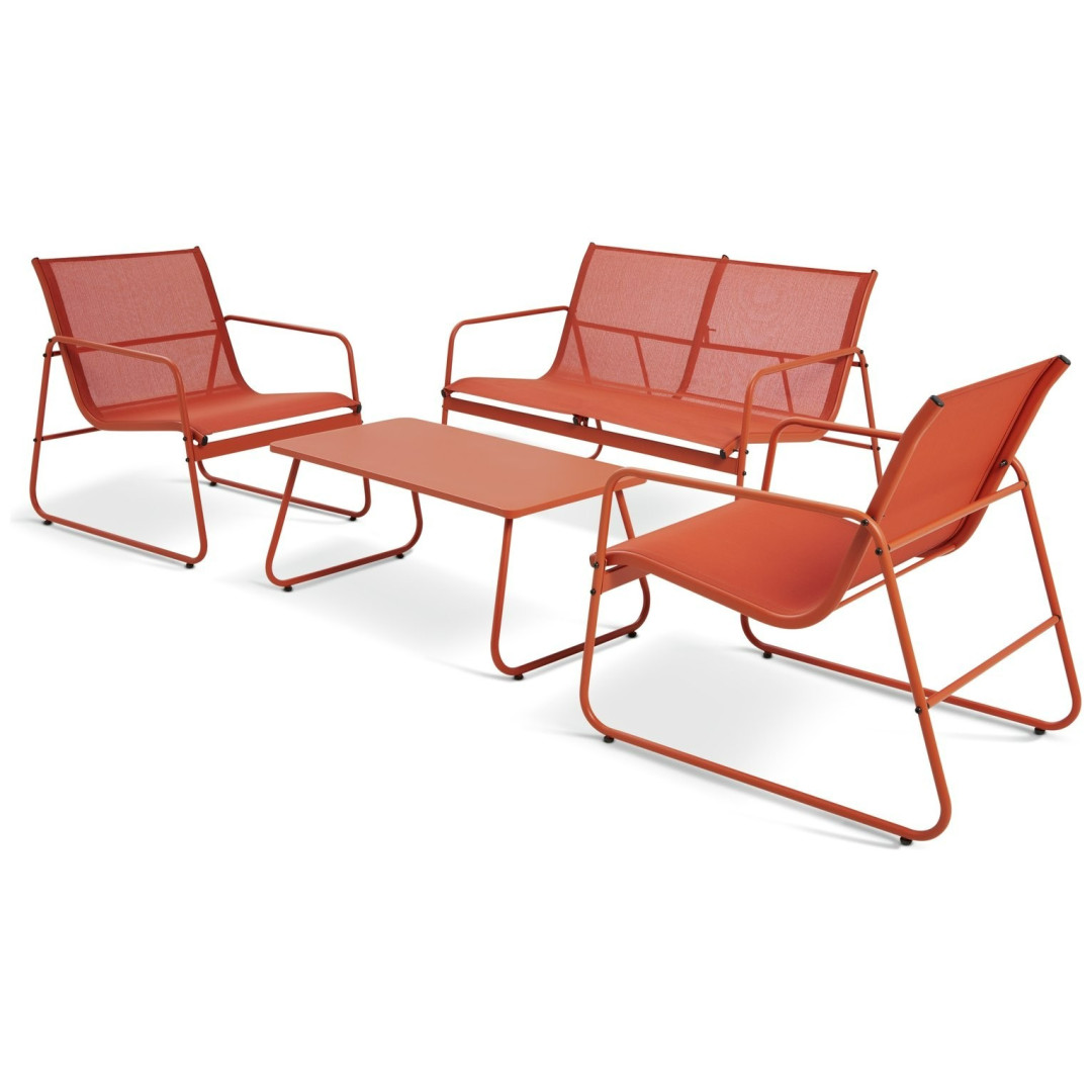 Cali 4 Seater Metal Patio Set - Orange | Bright Garden Furniture Cali 4 Seater Metal Patio Set - Orange | Bright Garden Furniture