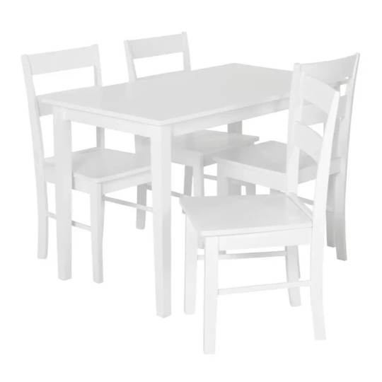 Chicago Table & 4 Chairs - White | Dining Set Kitchen Table and Chairs