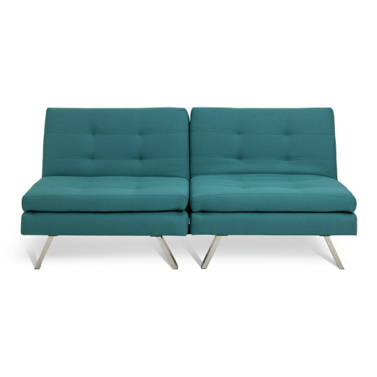 Home Duo Fabric Clic Clac Sofa Bed - Teal | Modern Compact Sleeper Couch Futon