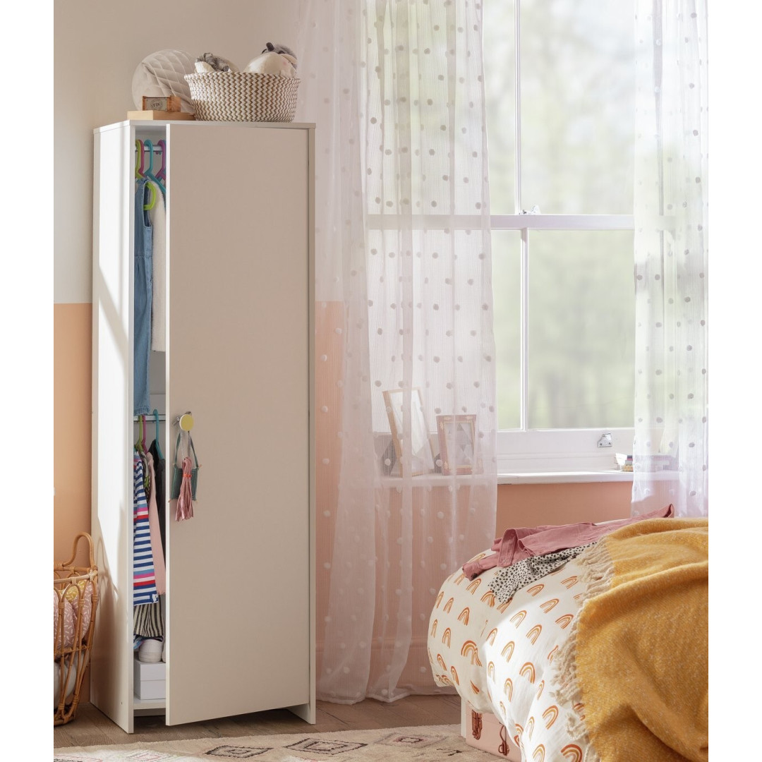 Kids Juno 1 Door Wardrobe - White Kids Juno 1 Door Wardrobe - White
