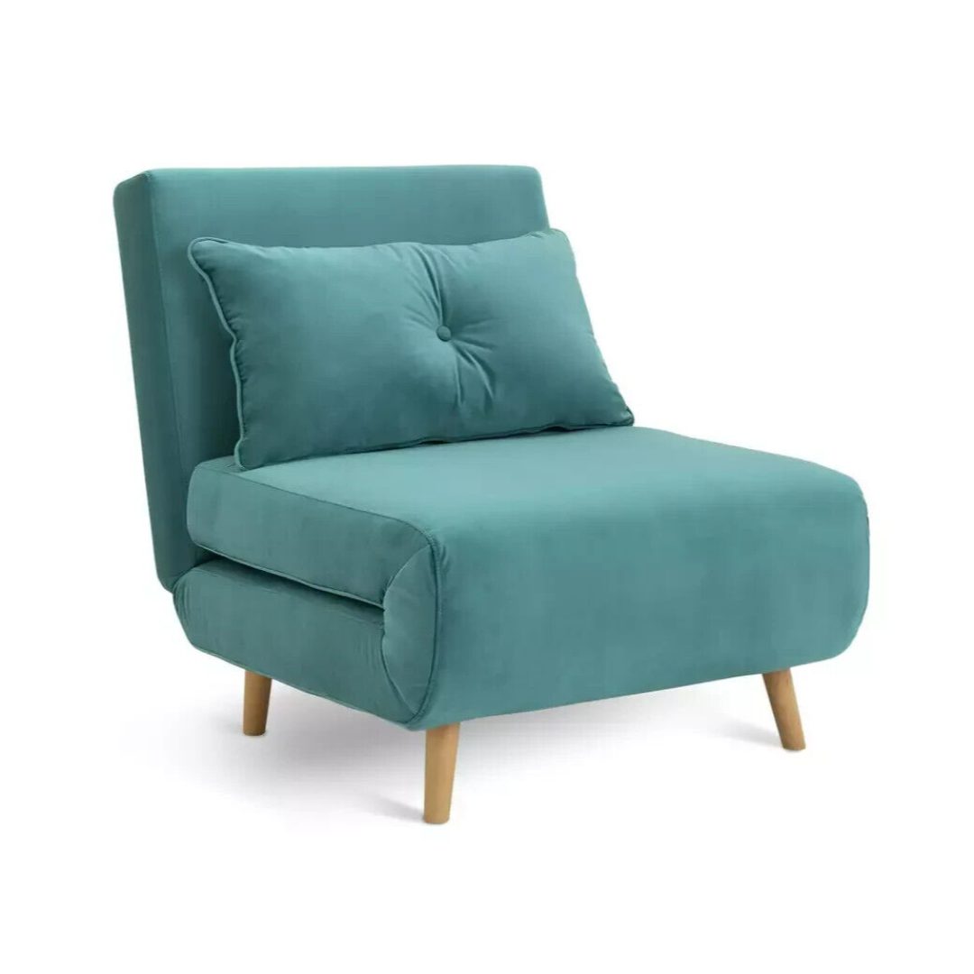 Roma Single Compact Fabric Chairbed - Teal | Small Sofa Bed Guest Chair Roma Single Compact Fabric Chairbed - Teal | Small Sofa Bed Guest Chair