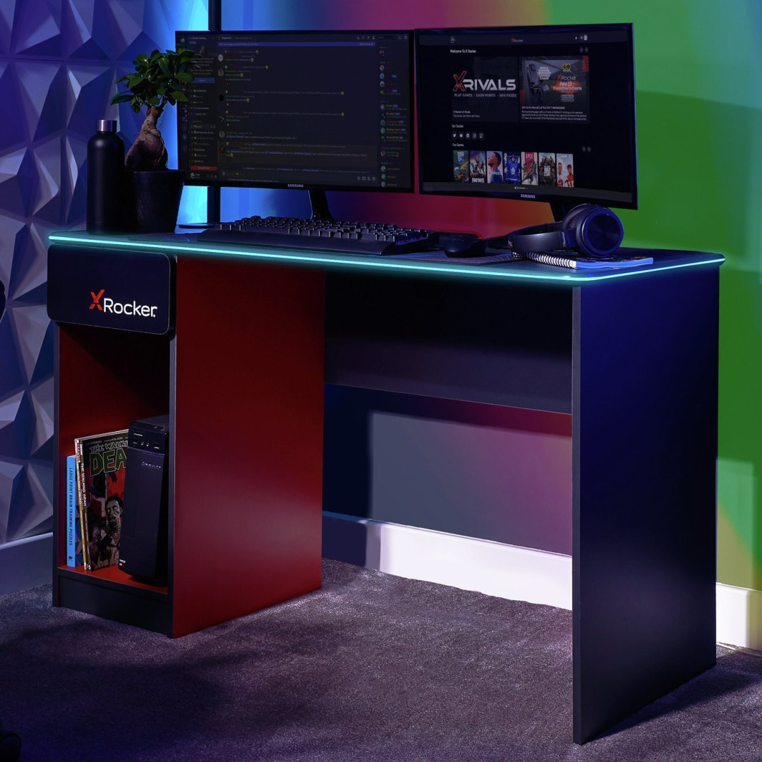 X Rocker Carbon Tek Gaming Desk - Black | Computer Desk With Lighting X Rocker Carbon Tek Gaming Desk - Black | Computer Desk With Lighting