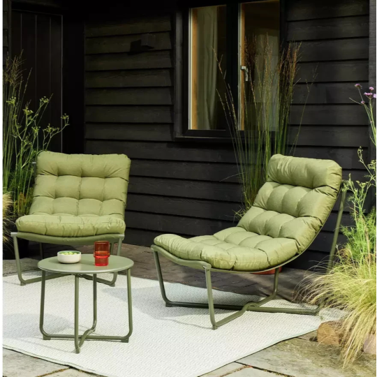 Scoop 2 Seater Metal Garden Bistro Set Green | Outdoor Patio Furniture Set