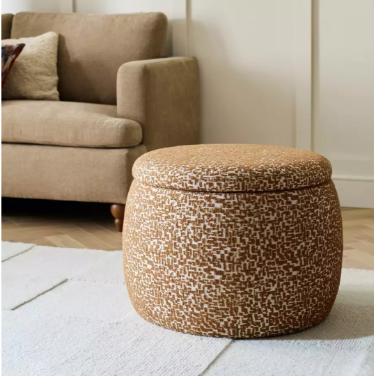 Cove Fabric Storage Ottoman Brown & Cream | Upholstered Storage Bench Furniture