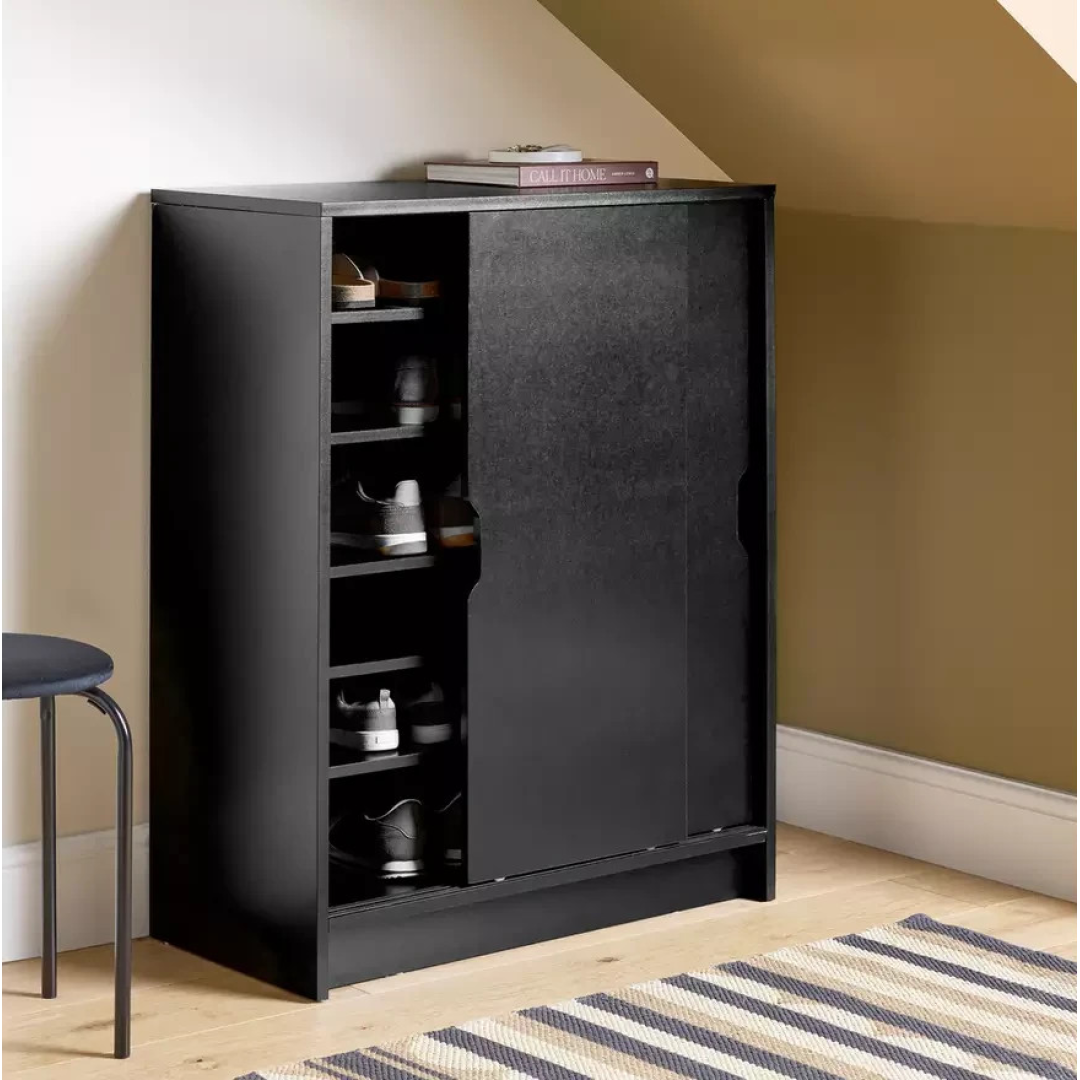 Home Chloe 2 Door Shoe Storage Cabinet Black | Hallway Footwear Organiser Unit Home Chloe 2 Door Shoe Storage Cabinet Black | Hallway Footwear Organiser Unit