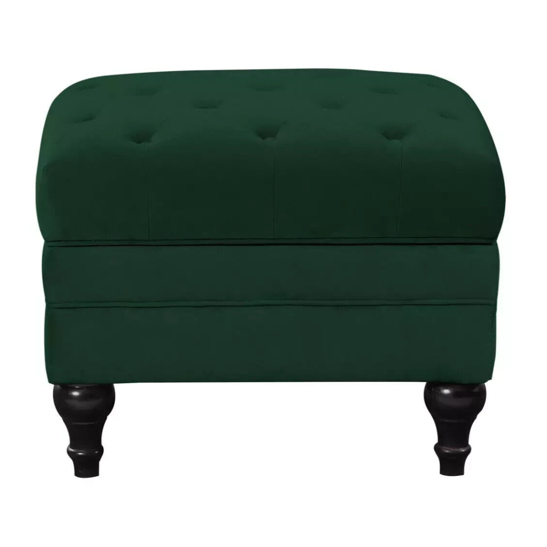 Chesterfield Velvet Footstool - Green Chesterfield Velvet Footstool - Green