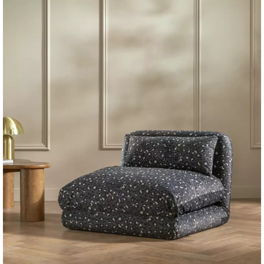 Lexi Single Fabric Chairbed Black Blue Convertible Sofa Guest Bed