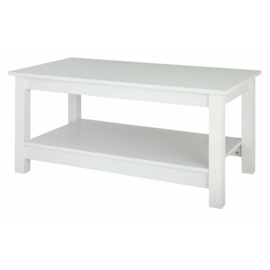 Home Malibu Coffee Table - White | Rectangular Living Room Table Storage Shelf