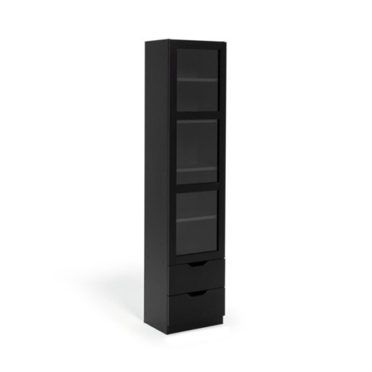 Compton 1 Door Glass Display Cabinet - Black