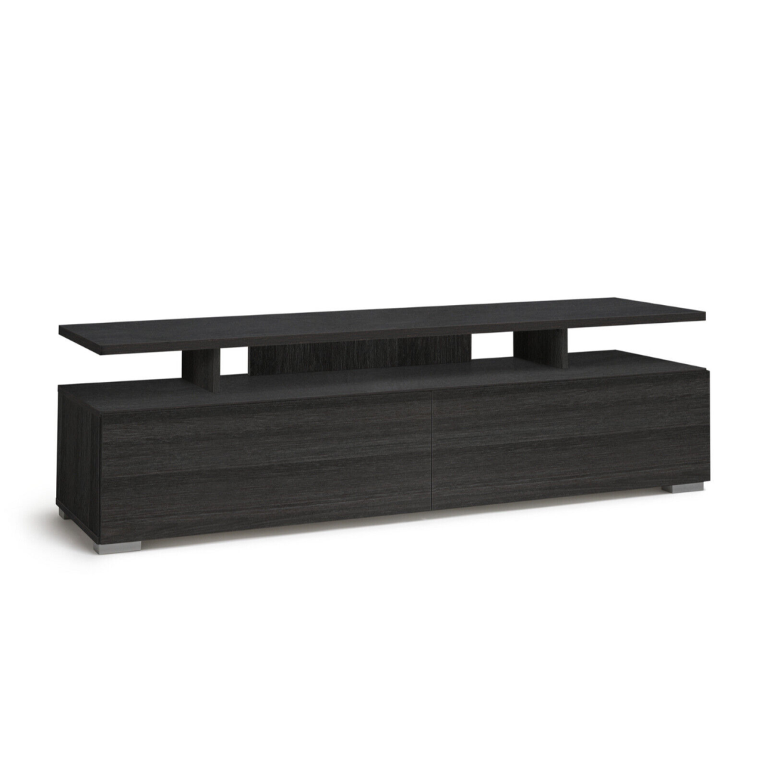 Floating Top TV Unit - Black & Brown | Media Stand with Storage Shelves Floating Top TV Unit - Black & Brown | Media Stand with Storage Shelves