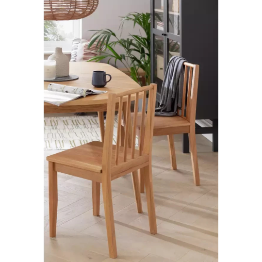 Nel Pair of Solid Wood Spindle Chairs Natural | Wooden Dining Chair Set