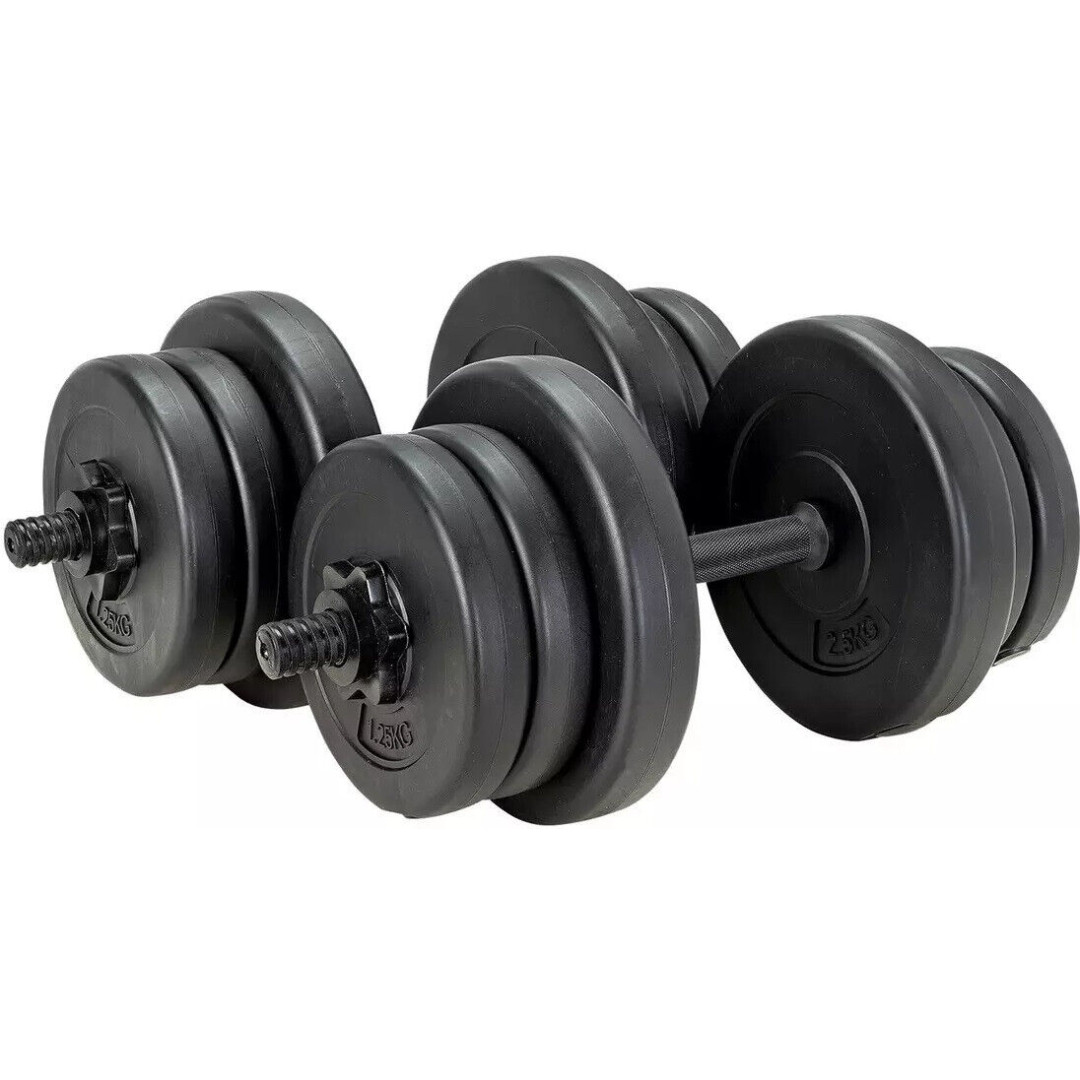 Adjustable Dumbbell Set 20kg With Spinlocks & Weight Plates - Pair Of Dumbbells Adjustable Dumbbell Set 20kg With Spinlocks & Weight Plates - Pair Of Dumbbells