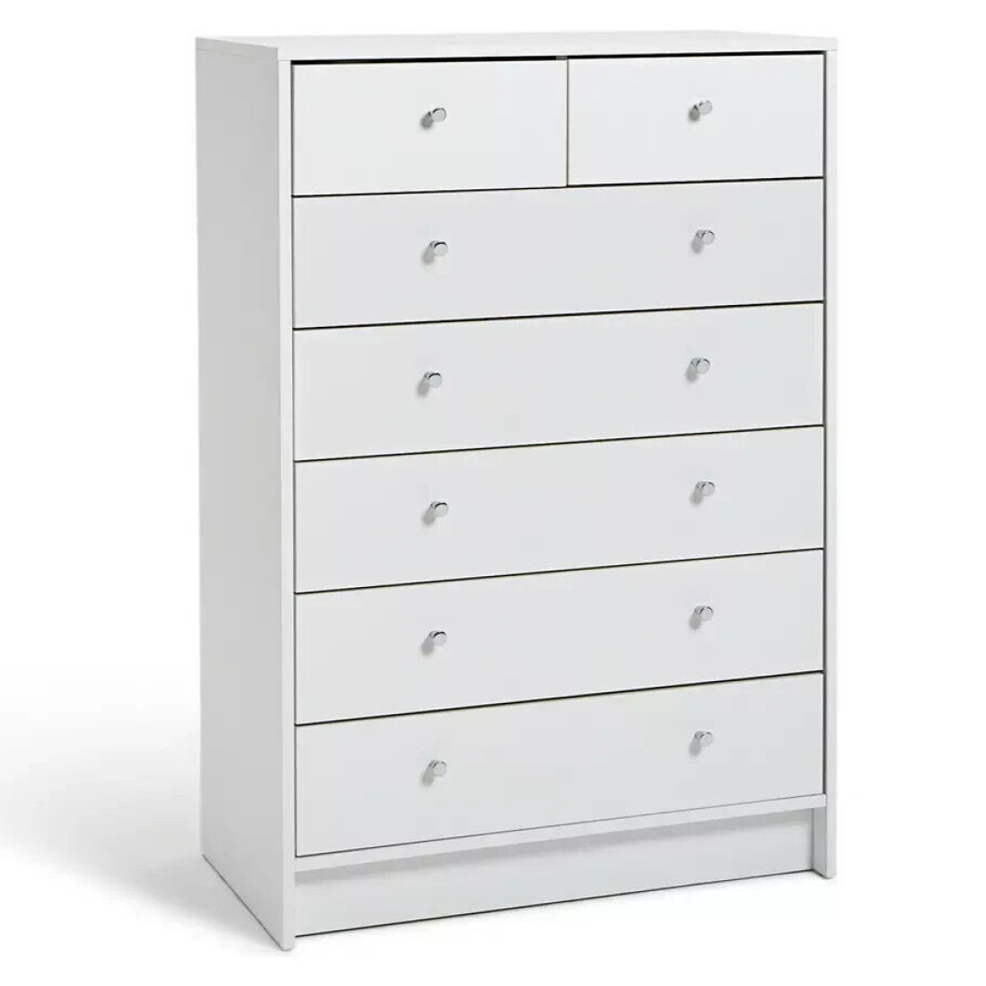 Malibu Modern 7 Drawer White Chest Of Drawers Storage Cabinet - For Bedroom Malibu Modern 7 Drawer White Chest Of Drawers Storage Cabinet - For Bedroom