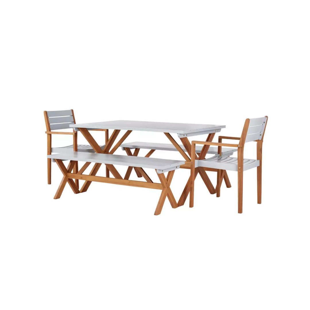 Home Richmond 6 Seater Wooden Patio Set - Grey | Outdoor Garden Dining Furniture Home Richmond 6 Seater Wooden Patio Set - Grey | Outdoor Garden Dining Furniture