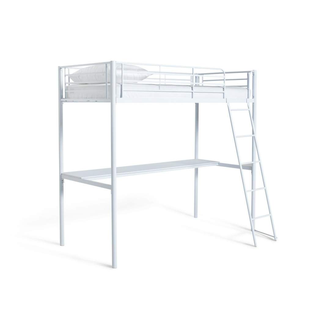Riley High Sleeper Metal Bed Frame & Desk-White | Teen Bedroom High Sleeper Bed Riley High Sleeper Metal Bed Frame & Desk-White | Teen Bedroom High Sleeper Bed