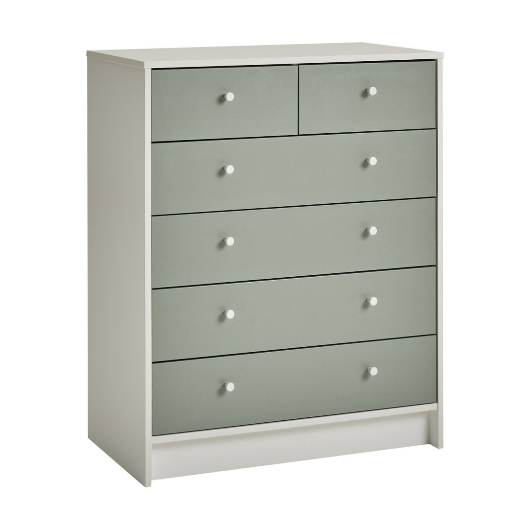 Home Kids Malibu 6 drawer Chest - Green and White | Kids bedroom drawers Home Kids Malibu 6 drawer Chest - Green and White | Kids bedroom drawers